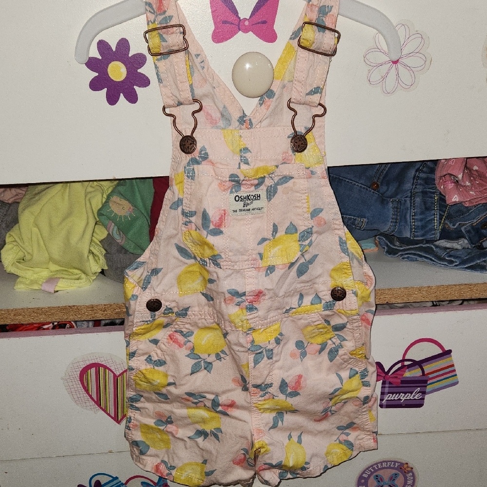 OshKosh B'gosh Pink Overalls with Lemon Print